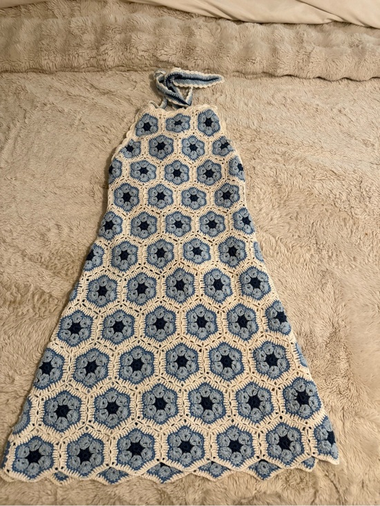 Show Me Your MuMu Dresses & Skirts - Show Me Your MuMu Blue and Cream Crochet Mini Dress